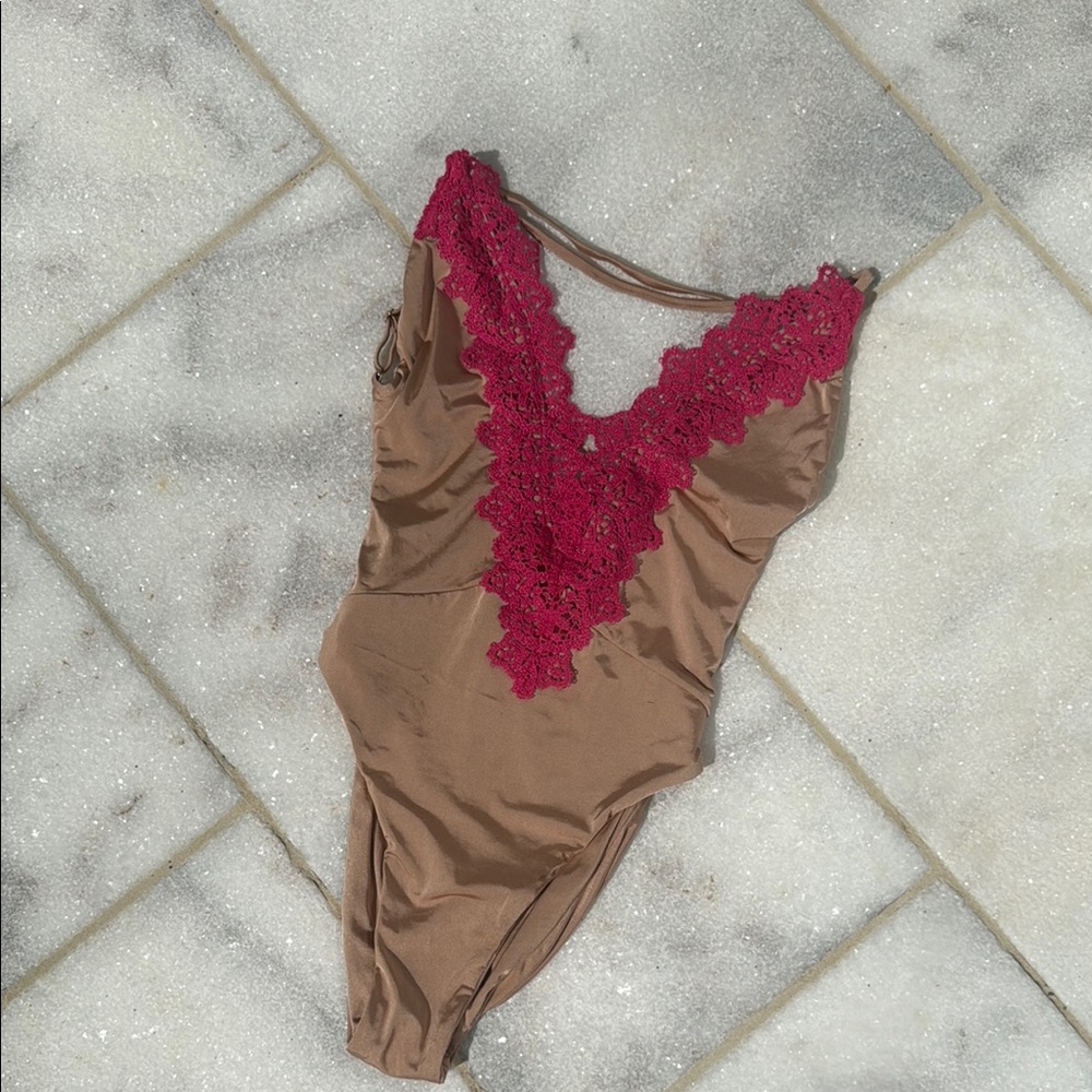 Blue Life Tan and Pink Swimsuit